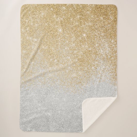 Gold en Silver Glitter Ombre Luxury Design Sherpa Deken (Voorkant)