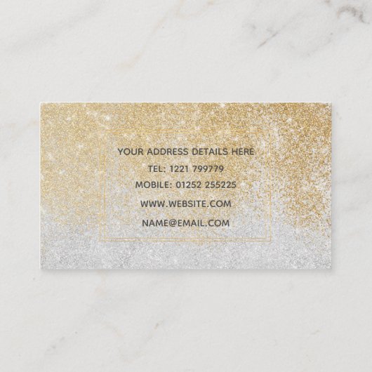 Gold en Silver Glitter Ombre Luxury Design Visitekaartje (Achterkant)