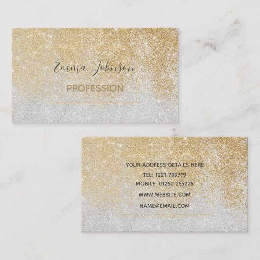 Gold en Silver Glitter Ombre Luxury Design Visitekaartje (Voorkant / Achterkant)
