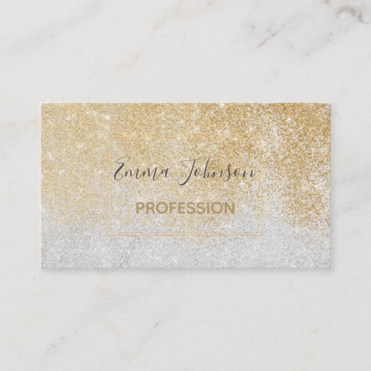 Gold en Silver Glitter Ombre Luxury Design Visitekaartje (Voorkant)