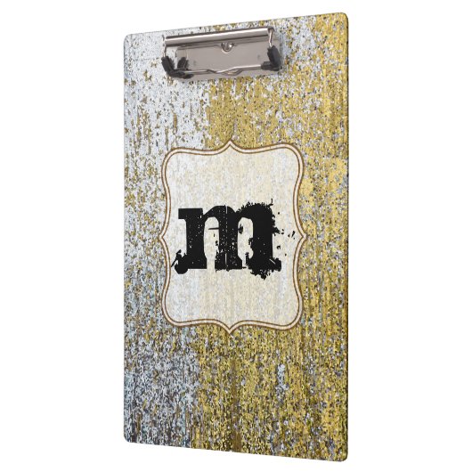 Gold en Silver Grunge Monogram Initiaal Clip Board Klembord (Links)
