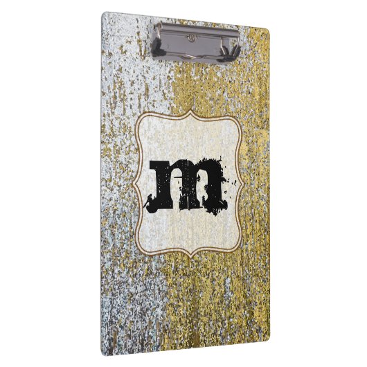 Gold en Silver Grunge Monogram Initiaal Clip Board Klembord (Rechts)