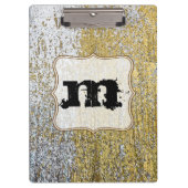 Gold en Silver Grunge Monogram Initiaal Clip Board Klembord (Voorkant)