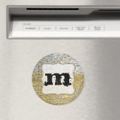 Gold en Silver Grunge Monogram Initiaal Magnet (Insitu (Vaatwasser))