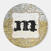 Gold en Silver Grunge Monogram Initiaal Magnet (Voorkant)