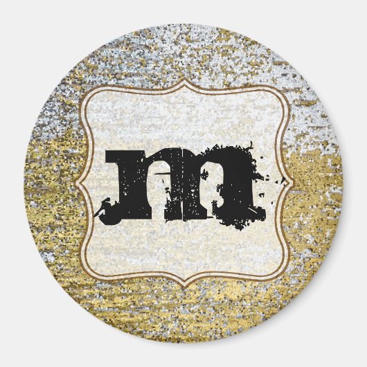 Gold en Silver Grunge Monogram Initiaal Magnet (Voorkant)