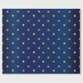 Gold en Silver Polka Dots en Navy Blue Satin Cadeaupapier (Vlak)