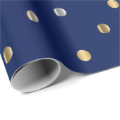 Gold en Silver Polka Dots en Navy Blue Satin Cadeaupapier (Rol Hoek)