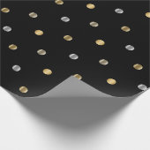 Gold en Silver Polka Dots op Black Satin Cadeaupapier (Hoek)