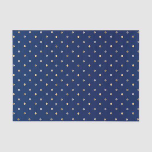 Gold en Silver Polka Dots op Navy Blue  Tissuepapier (Voorkant)