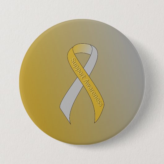 Gold- en Silver Ribbon-ondersteuningsbewustzijn Ronde Button 7,6 Cm (Voorkant)