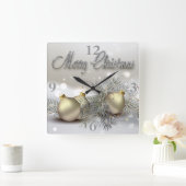 Gold- en Silver Shimmer-kerstversieringen Vierkante Klok (Huis)