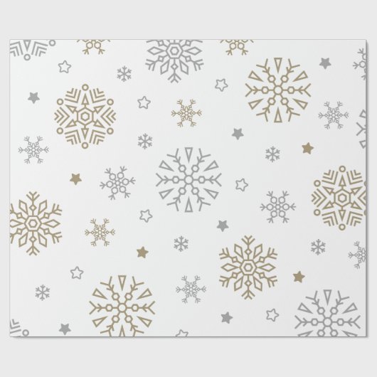 Gold en Silver Snowflake Cadeaupapier (Vlak)