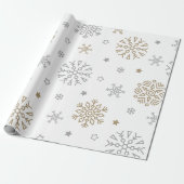 Gold en Silver Snowflake Cadeaupapier (Uitgerold)