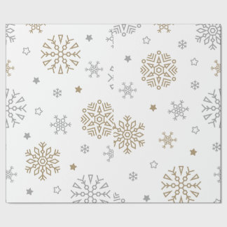 Gold en Silver Snowflake Cadeaupapier