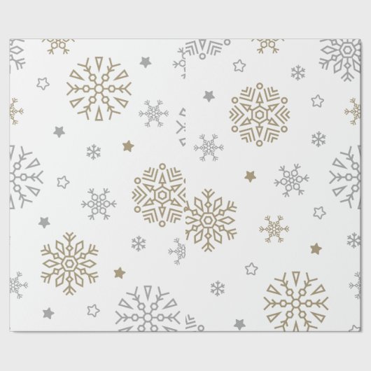Gold en Silver Snowflake Cadeaupapier (Zoom)