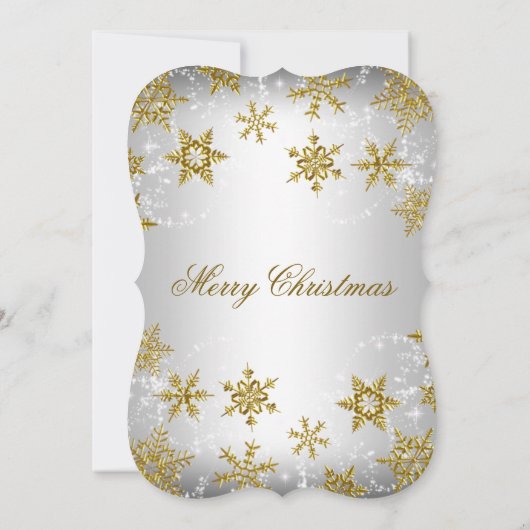 Gold- en Silver Snowflake-kerstfeestdag Kaart (Achterkant)