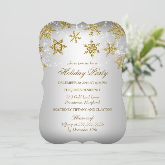 Gold- en Silver Snowflake-kerstfeestdag Kaart (Staand voorkant)