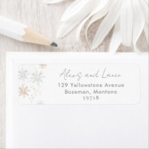 Gold en Silver Snowflakes Return Address Label