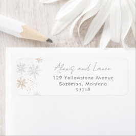 Gold en Silver Snowflakes Return Address Label
