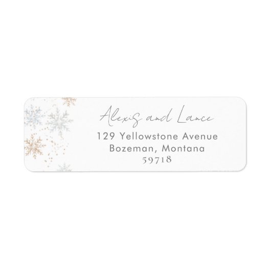 Gold en Silver Snowflakes Return Address Label (Voorkant)