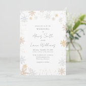 Gold en Silver Snowflakes Weddenschap Save The Date (Staand voorkant)