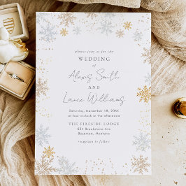 Gold en Silver Snowflakes Weddenschap Save The Date