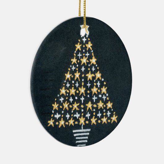 Gold- en Silver Star-kerstversiering Keramisch Ornament (Rechts)