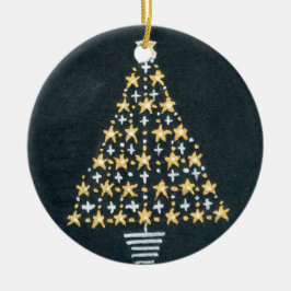 Gold- en Silver Star-kerstversiering Keramisch Ornament