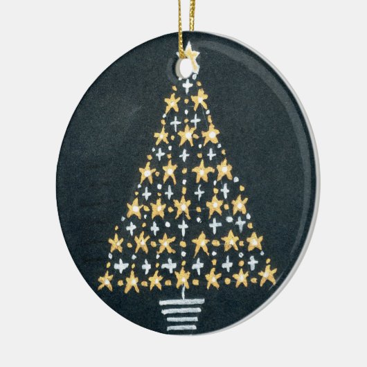 Gold- en Silver Star-kerstversiering Keramisch Ornament (Links)