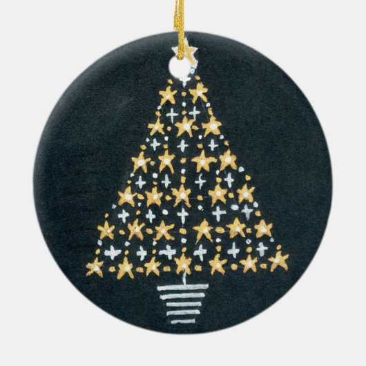 Gold- en Silver Star-kerstversiering Keramisch Ornament (Achterkant)