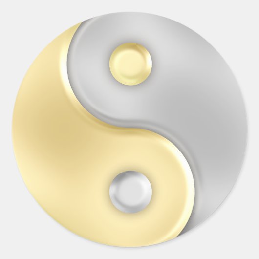 Gold en Silver Yin en Yang Ronde Sticker (Voorkant)