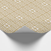Gold en Soft White Fleur de Lis Greek Key Cadeaupapier (Hoek)