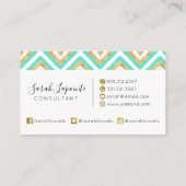 Gold- en Turquoise-chic- en legant Ikat-patroon Visitekaartje (Achterkant)