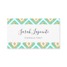 Gold- en Turquoise-chic- en legant Ikat-patroon