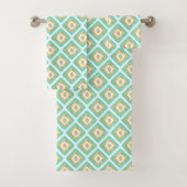 Gold- en Turquoise-chic Ikat-patroon Bad Handdoek (Insitu)