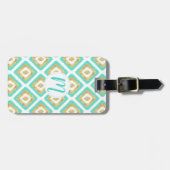 Gold- en Turquoise-chic Ikat-patroon Bagagelabel (Voorkant horizontaal)