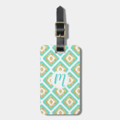 Gold- en Turquoise-chic Ikat-patroon Bagagelabel (Voorkant verticaal)