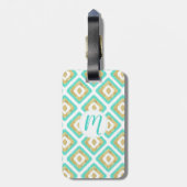 Gold- en Turquoise-chic Ikat-patroon Bagagelabel (Achterkant verticaal)