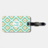 Gold- en Turquoise-chic Ikat-patroon Bagagelabel (Achterkant horizontaal)