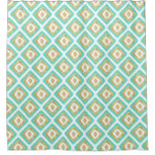 Gold- en Turquoise-chic Ikat-patroon Douchegordijn (Voorkant)