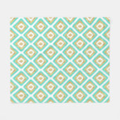 Gold- en Turquoise-chic Ikat-patroon Fleece Deken (Voorkant (Horizontaal))