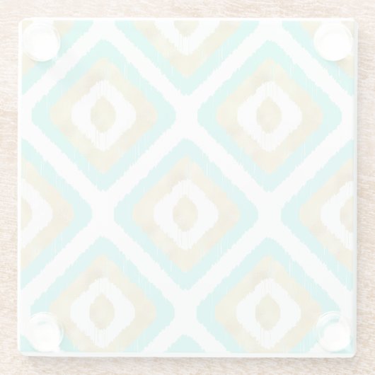 Gold- en Turquoise-chic Ikat-patroon Glazen Onderzetter (Achterkant)
