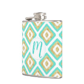 Gold- en Turquoise-chic Ikat-patroon Heupfles (Links)