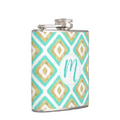 Gold- en Turquoise-chic Ikat-patroon Heupfles (Rechts)