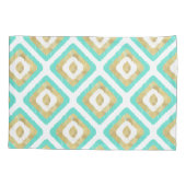 Gold- en Turquoise-chic Ikat-patroon Kussensloop (Achterkant)