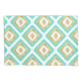 Gold- en Turquoise-chic Ikat-patroon Kussensloop (Voorkant)