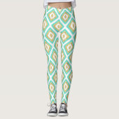 Gold- en Turquoise-chic Ikat-patroon Leggings (Voorkant)