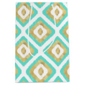 Gold- en Turquoise-chic Ikat-patroon Medium Cadeauzakje (Voorkant)