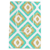 Gold- en Turquoise-chic Ikat-patroon Medium Cadeauzakje (Achterkant)